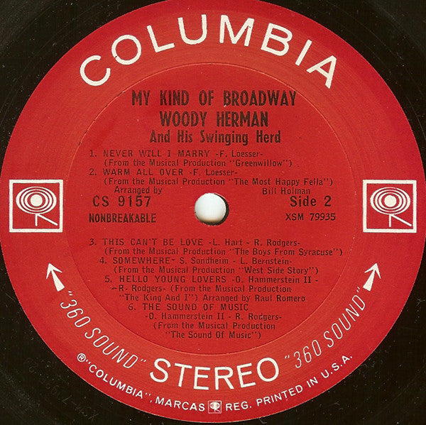 Woody Herman And His Swinging Herd* - My Kind Of Broadway - LP