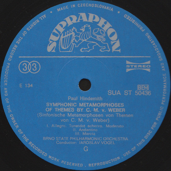 Paul Hindemith / Zoltán Kodály - Symphonic Metamorphoses Of Themes By C. M. Weber / Variations On A Hungarian Folksong - LP
