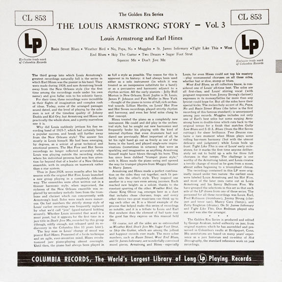 Louis Armstrong And Earl Hines - The Louis Armstrong Story - Volume 3 - LP