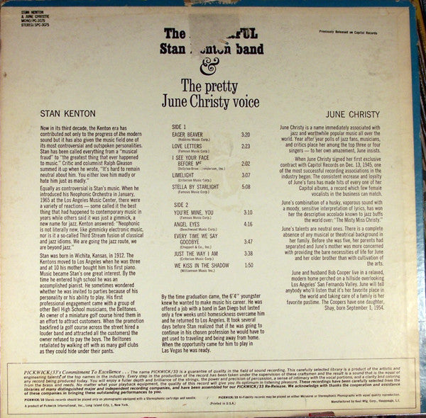 Stan Kenton Band* And June Christy - The Powerful Stan Kenton Band And The Pretty June Christy Voice With Stan Kenton - LP