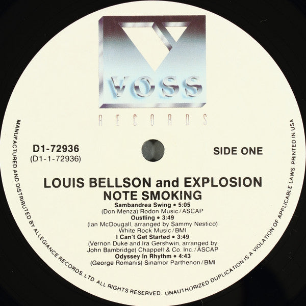 Louis Bellson And Explosion* - Note Smoking - LP