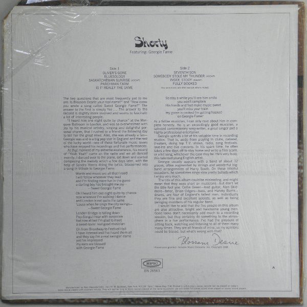 Georgie Fame - Shorty  Featuring Georgie Fame - LP