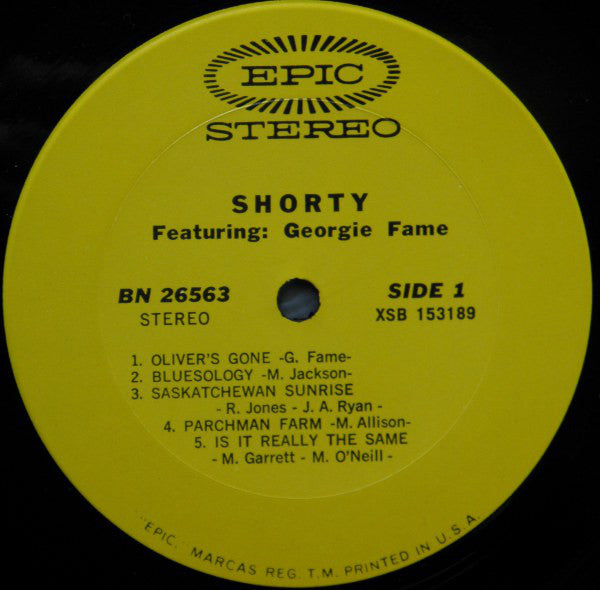 Georgie Fame - Shorty  Featuring Georgie Fame - LP