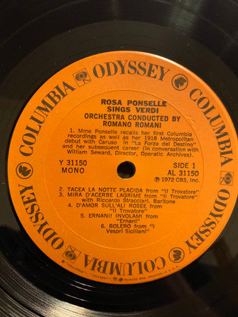 Rosa Ponselle Sings Verdi* - Rosa Ponselle Sings Verdi - LP