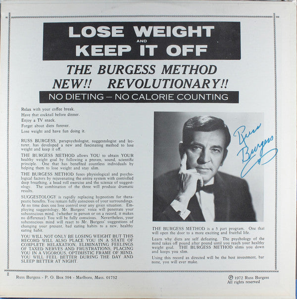 Russ Burgess (2) - Lose Weight And Keep It Off: The Burgess Method - LP