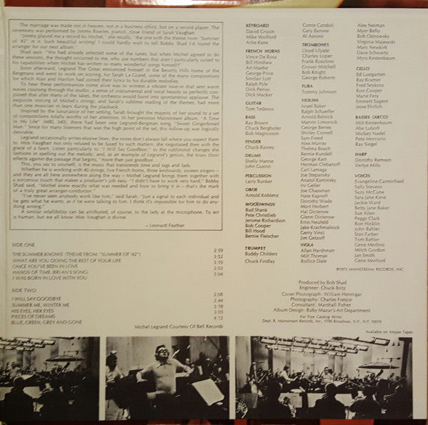 Sarah Vaughan And Michel Legrand - Orchestra Arranged And Conducted By Michel Legrand - LP