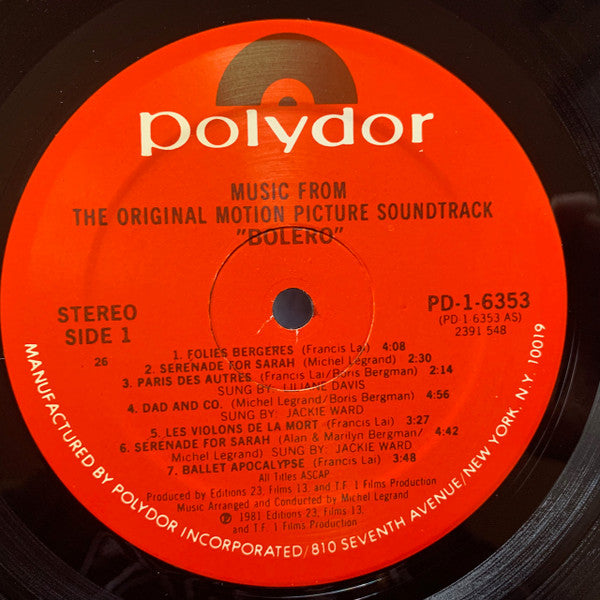 Francis Lai And Michel Legrand - Bolero (Original Motion Picture Soundtrack) - LP