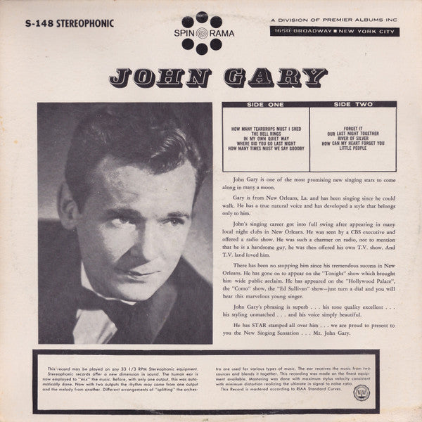 John Gary - The New Singing Sensation - LP