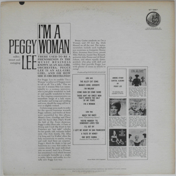 Peggy Lee - I'm A Woman - LP