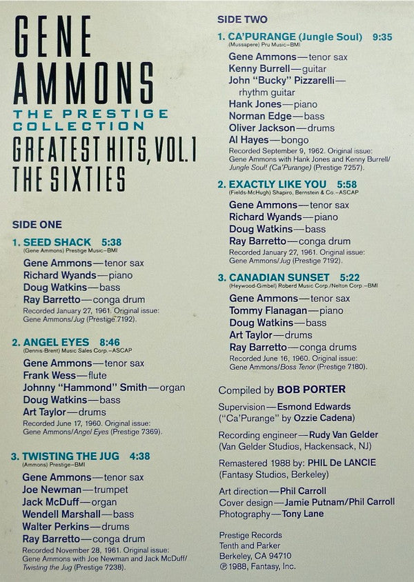 Gene Ammons - Greatest Hits, Vol. 1 - The Sixties - LP