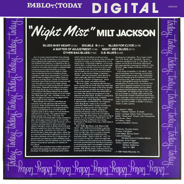 Milt Jackson - Night Mist - LP