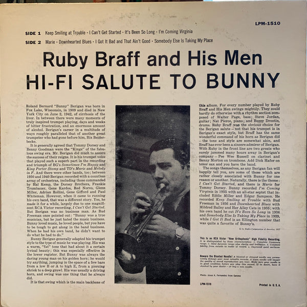 Ruby Braff - Hi-Fi Salute To Bunny - LP