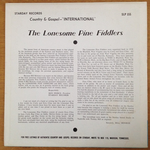 The Lonesome Pine Fiddlers - 14 Mountain Songs Featuring 5-String Banjo - LP