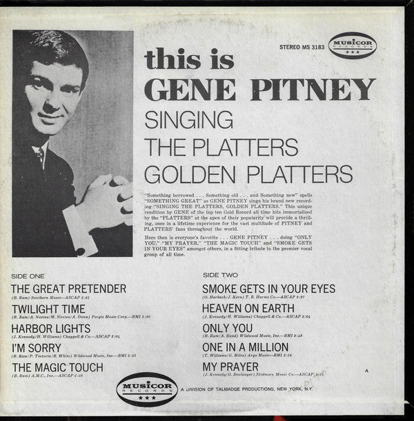 Gene Pitney - This Is Gene Pitney Singing The Platters' Golden Platters - LP