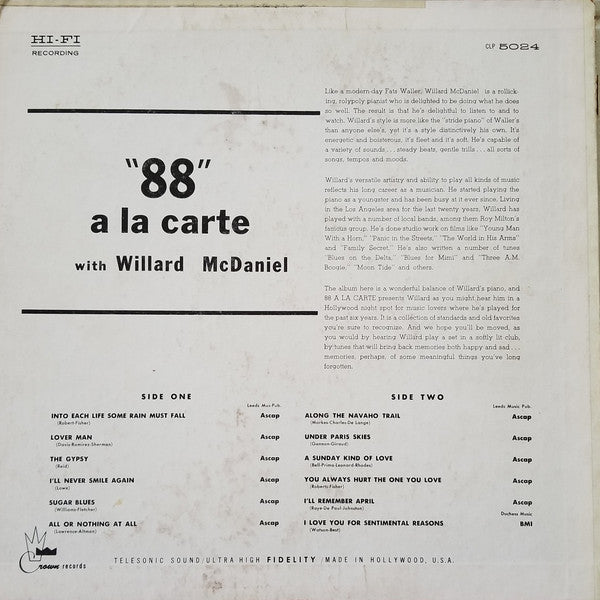 Willard McDaniel - '88' A La Carte - LP