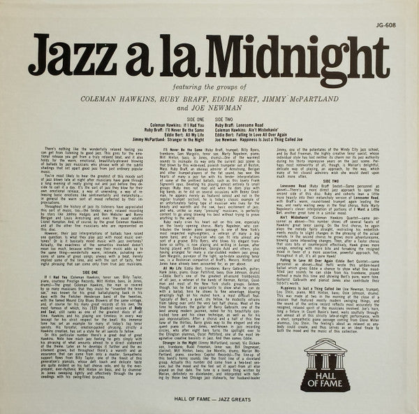 Coleman Hawkins, Ruby Braff, Jimmy McPartland, Eddie Bert, Joe Newman - Jazz A La Midnight - LP