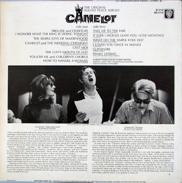 Alan Jay Lerner, Frederick Loewe* - Camelot (Original Motion Picture Sound Track) - LP