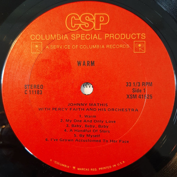Johnny Mathis With Percy Faith And His Orchestra* - Warm - LP