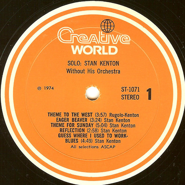 Stan Kenton - Solo: Stan Kenton Without His Orchestra - LP