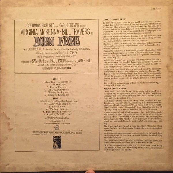 John Barry - Born Free (Original Sound Track Recording) - LP