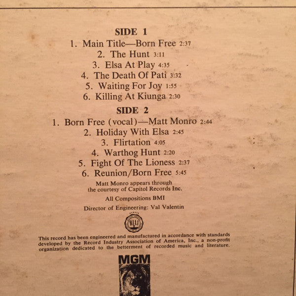 John Barry - Born Free (Original Sound Track Recording) - LP