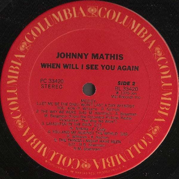 Johnny Mathis - When Will I See You Again - LP