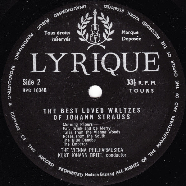 Johann Strauss Jr., The Vienna Philharmusica* - Best Loved Waltzes - LP