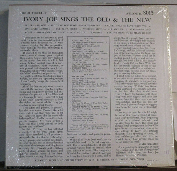 Ivory Joe Hunter - Ivory Joe Sings The Old And The New - LP