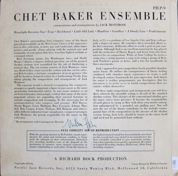 Chet Baker Ensemble - Chet Baker Ensemble - LP