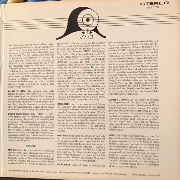 Tony Mottola - Guitar....Paris - LP