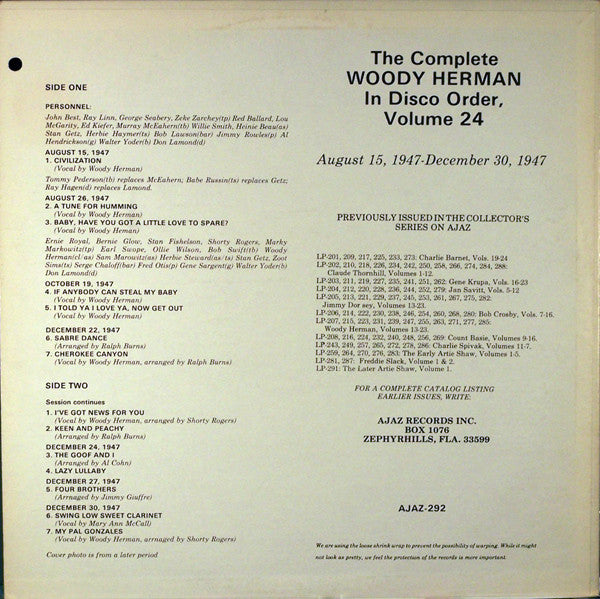 Woody Herman - The Complete Woody Herman In Disco Order, Volume 24 - LP