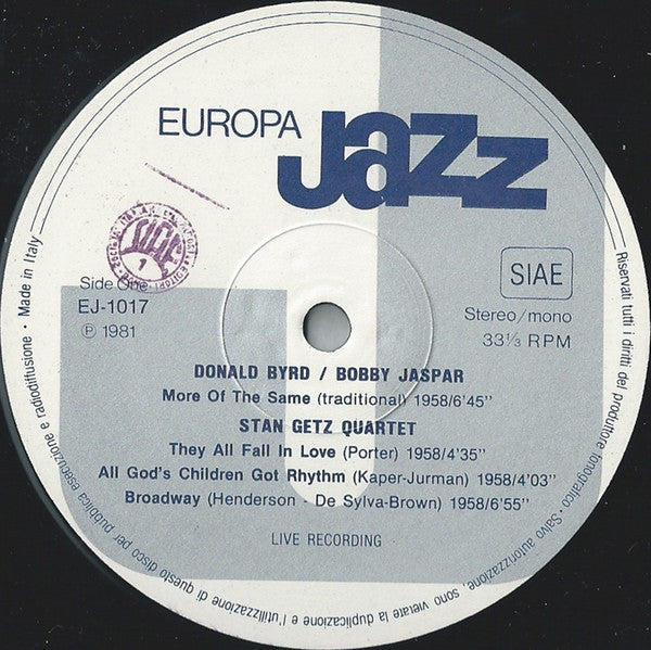 Stan Getz, Donald Byrd, Bobby Jaspar, Kenny Clarke - Europa Jazz - LP