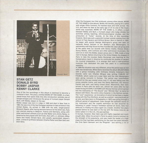 Stan Getz, Donald Byrd, Bobby Jaspar, Kenny Clarke - Europa Jazz - LP