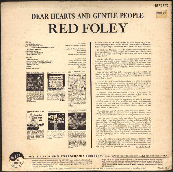 Red Foley - Dear Hearts And Gentle People - LP