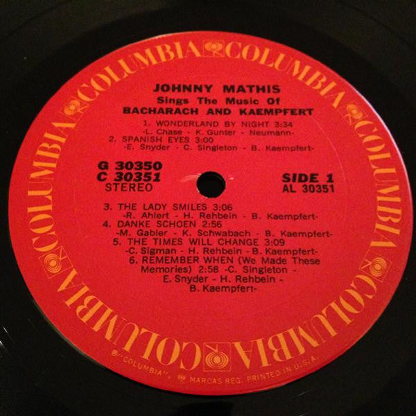Johnny Mathis - Johnny Mathis Sings The Music Of Bacharach & Kaempfert - LP