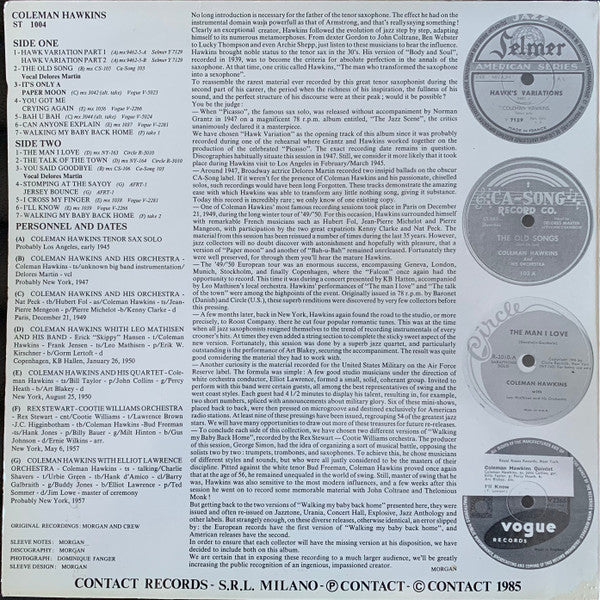 Coleman Hawkins - Hawk Variation Vol. 1 - LP