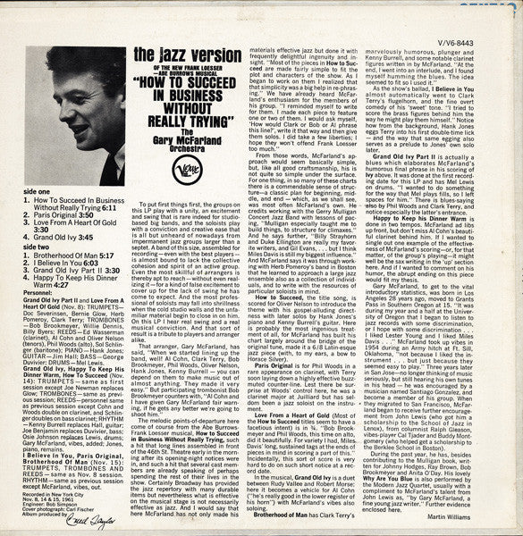 The Gary McFarland Orchestra - The Jazz Version Of "How To Succeed In Business Without Really Trying" - LP