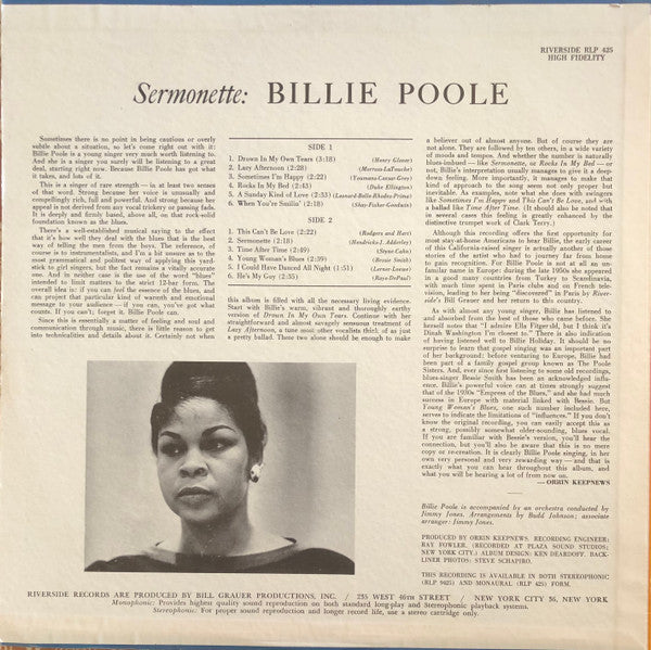 Billie Poole - Sermonette - LP
