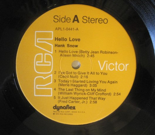 Hank Snow - Hello Love - LP