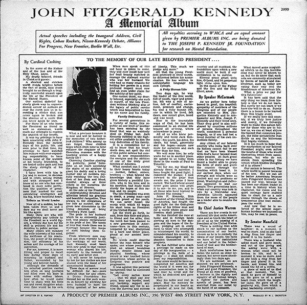John Fitzgerald Kennedy* - A Memorial Album - LP