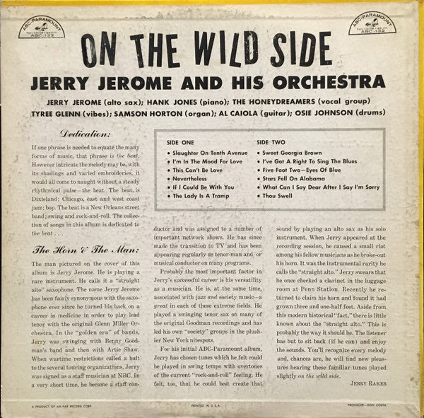 Jerry Jerome - On The Wild Side - LP