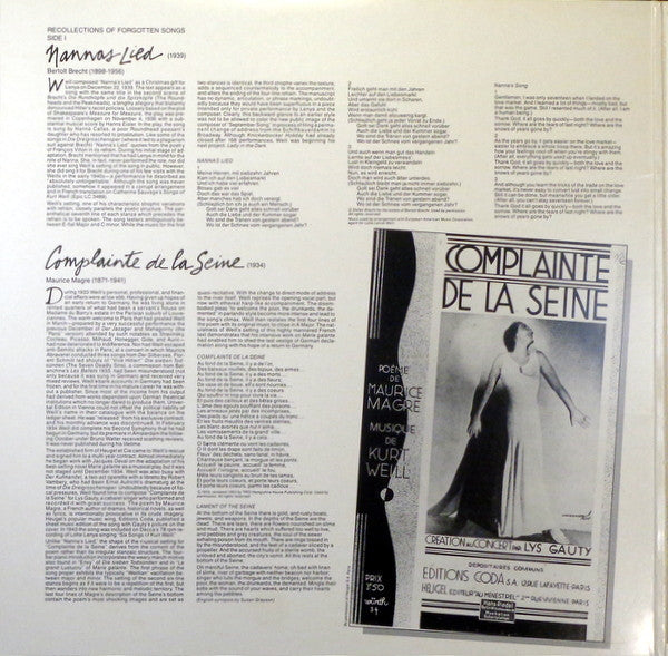 Teresa Stratas - The Unknown Kurt Weill - LP
