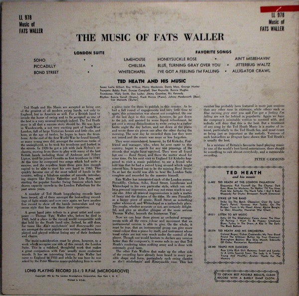 Ted Heath And His Music - The Music Of Fats Waller - LP