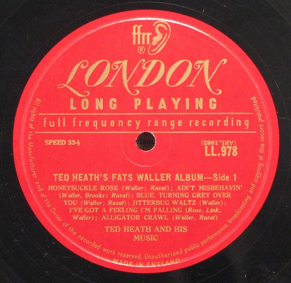 Ted Heath And His Music - The Music Of Fats Waller - LP