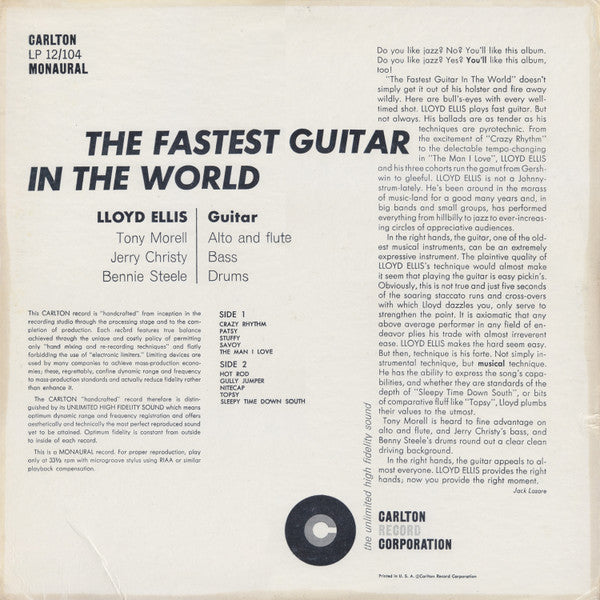 Lloyd Ellis - The Fastest Guitar In The World - LP