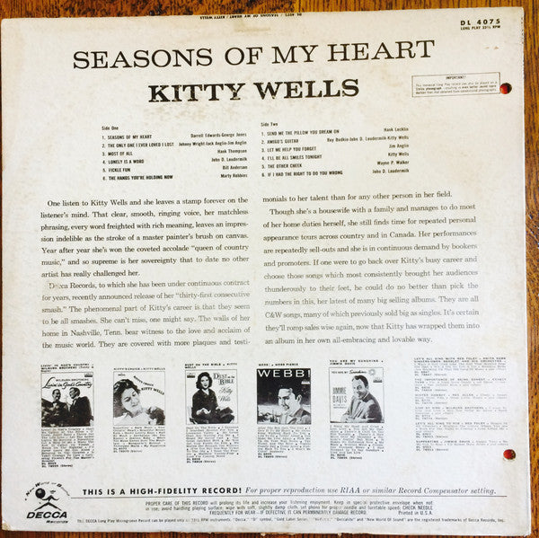 Kitty Wells - Seasons Of My Heart - LP