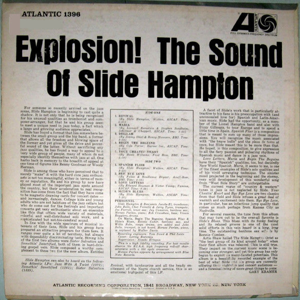 Slide Hampton - Explosion! The Sound Of Slide Hampton - LP