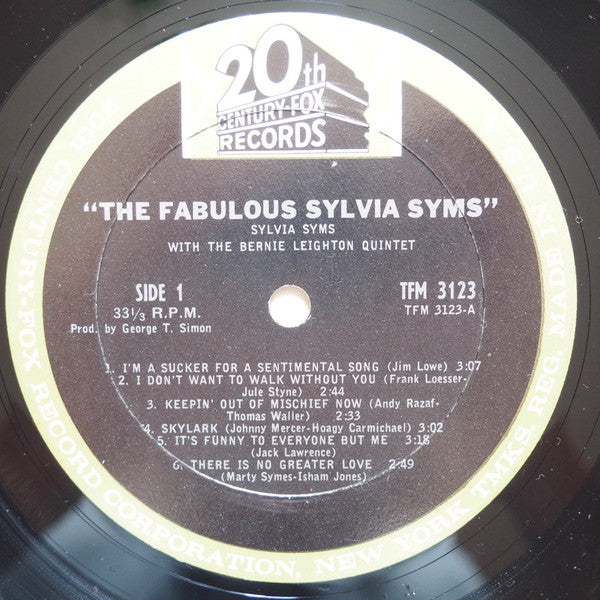 Sylvia Syms With The The Bernie Leighton Quintet - The Fabulous Sylvia Syms - LP