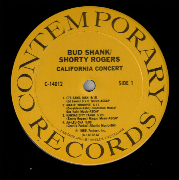 Bud Shank / Shorty Rogers - California Concert - LP