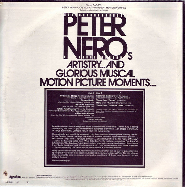 Peter Nero - Peter Nero Plays Music From Great Motion Pictures - LP